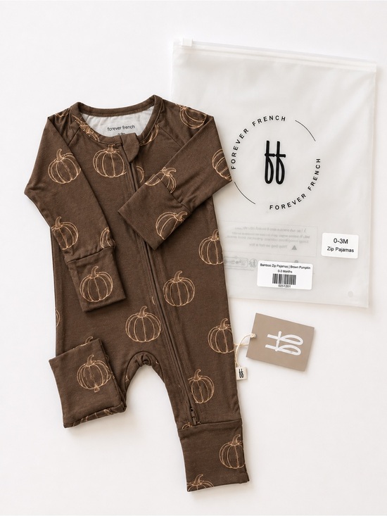 Forever French Other - Bamboo Zip Pajamas | Brown Pumpkin